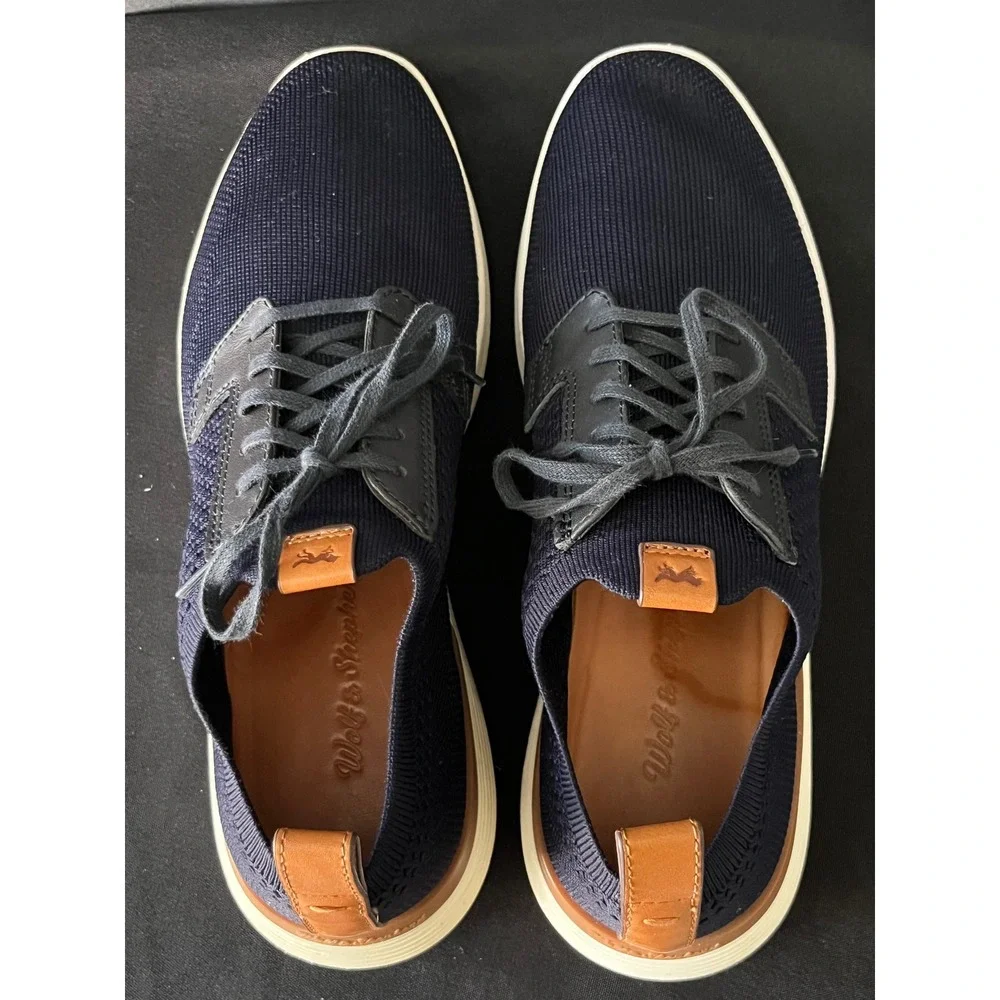 Wolf & Shepherd Swiftknit Navy Knit Hybrid Oxford Dress Shoes - Mens 8/Womens 10